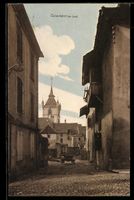 AK Estavayer-le-Lac, Rue et clocher de l`église
